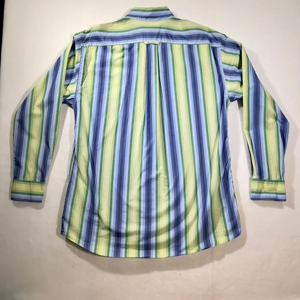 Gant Striped Button Shirt Men Large Dress Fit Providence Poplin Vertical Stripe
